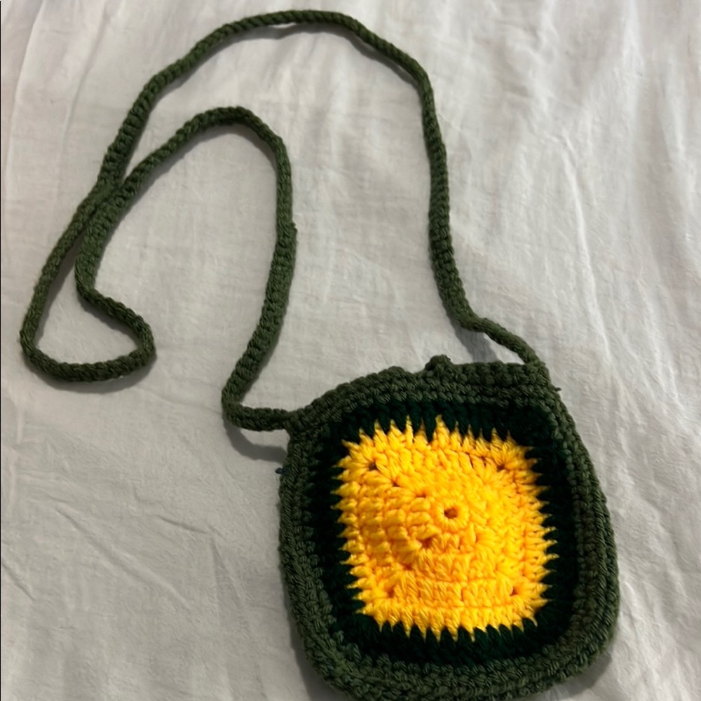 Handmade Green and Yellow Crochet Bag